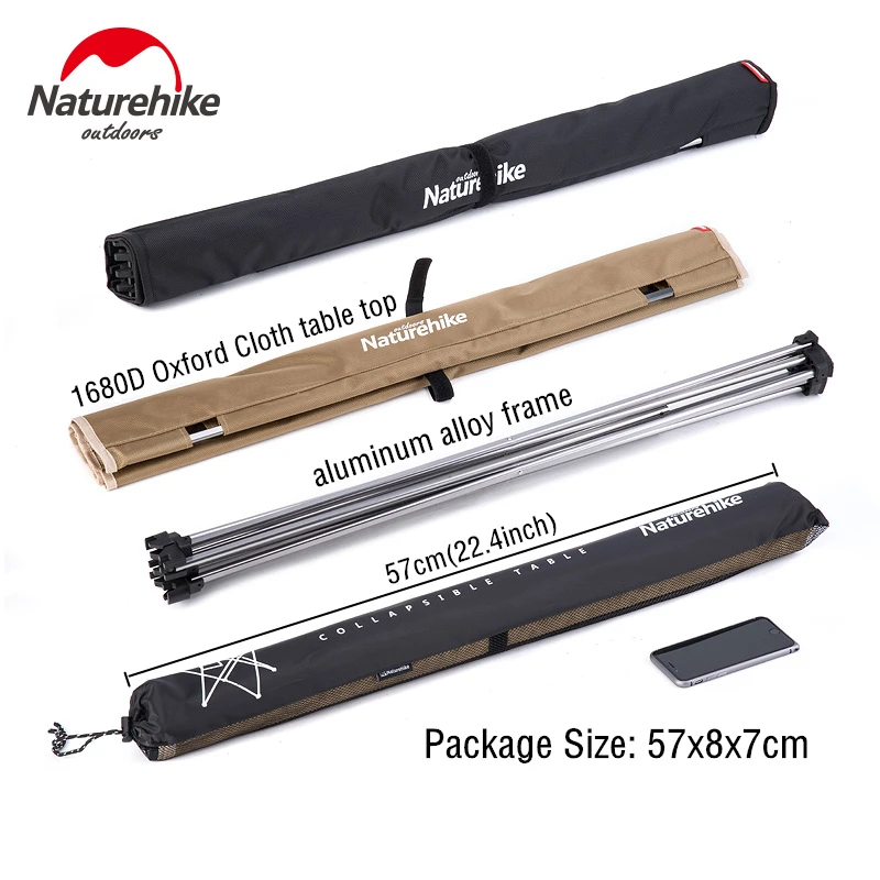 Naturehike Collapsible Lightweight Aluminum Portable Roll Up Outdoor Folding Camping Table Patio Me