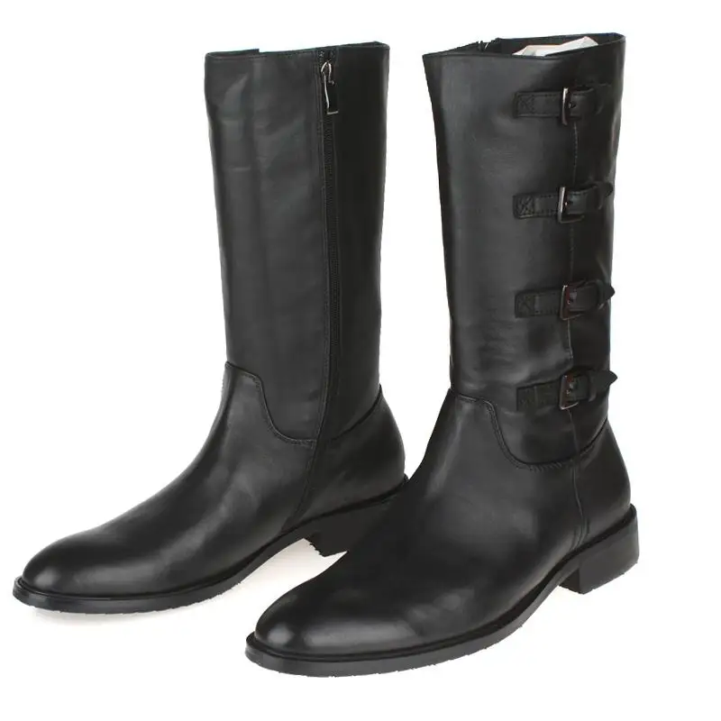 ERRFC Winter New Arrival Mens Black Riding Boots Fashion Side Zipper