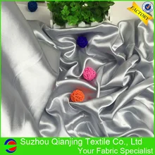 Моющаяся полиэстер блестящая мягкая Серебряная Атласная Ткань для платья