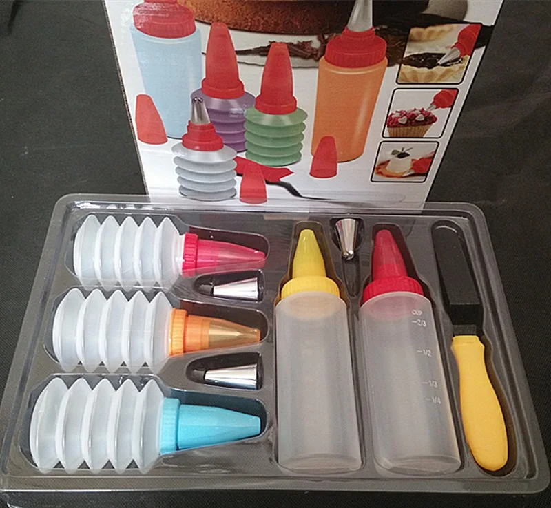 9pcs Lot DIY Reusable Icing Piping Bottles Nozzle Cake Cupcake Cookie