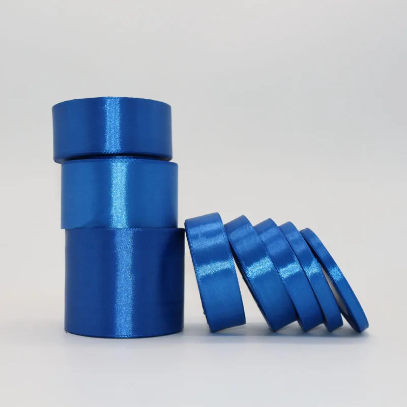 

25 Yards Blue Silk Satin Ribbon Wedding Party Decor Webbing Scrapbooks Crafts Gift Packing Belt Organza Polyester Ribbons