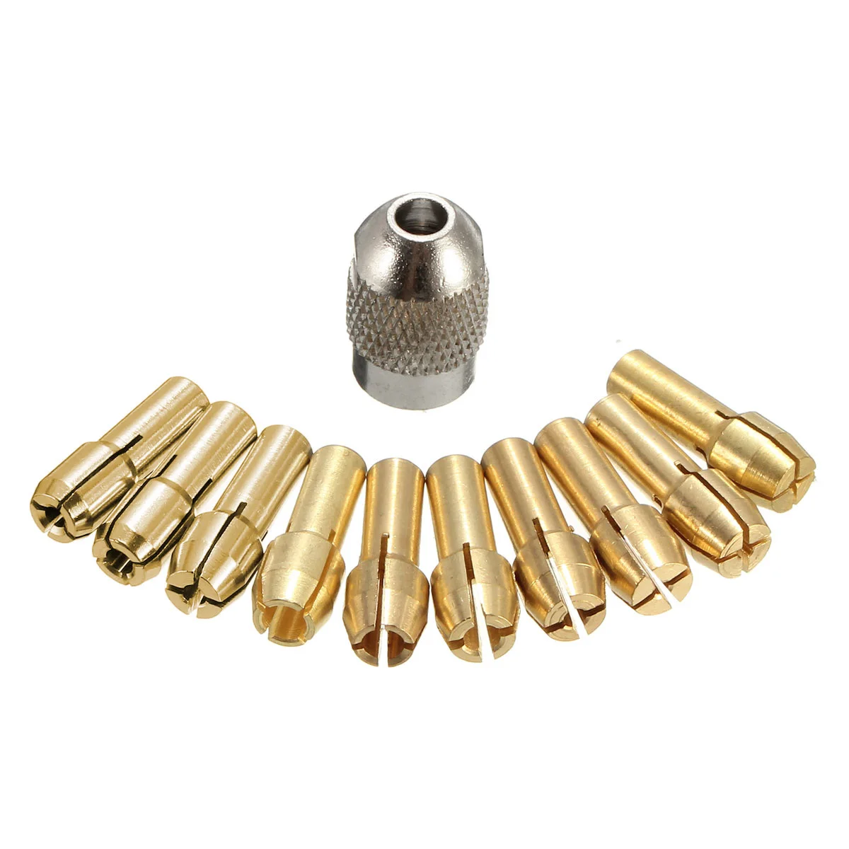 10Pcs Mini Drill Brass Copper Collet Chuck 0.5-3.2mm 4.3mm Shank With Screw Nut for Dremel Rotary Tool Mini Tools Dropshipping