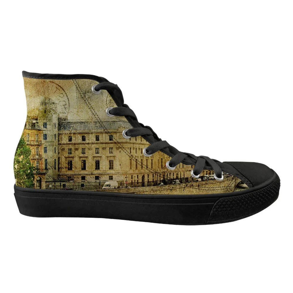 

High Top Sneakers Flats Women 3D Retro Building Brand Designer Women's Casual Sneakers Spring Lace Up Zapatos Mujer