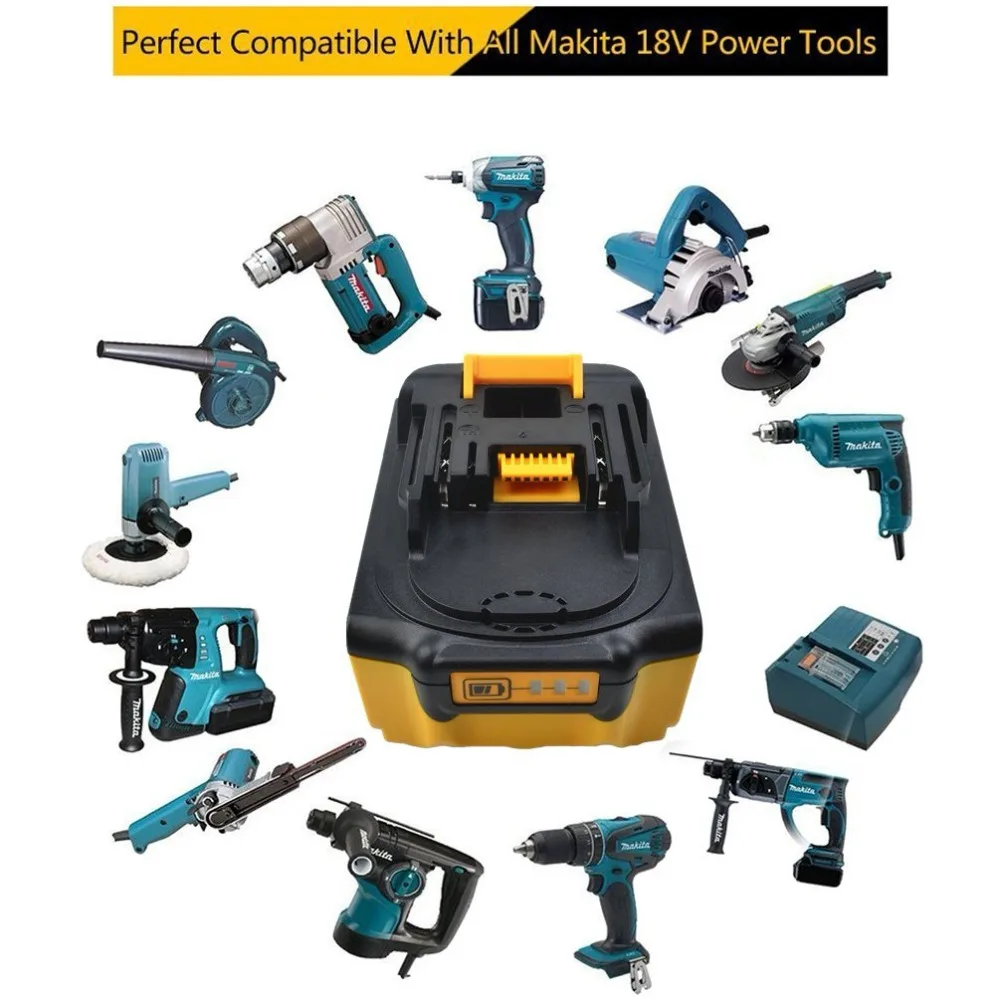 10 шт 18V 5000 мА/ч, литий-ионный аккумулятор Батарея для Makita Батарея BL1860 BL1850 BL1830 BL1840 194205-3 Мощность инструмент с Светодиодный индикатор