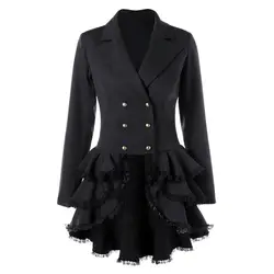 Готический ласточкин хвост Асимметричный пальто для Для женщин зима-осень кружева Европа Стиль верхняя одежда модные Махаон тонкий