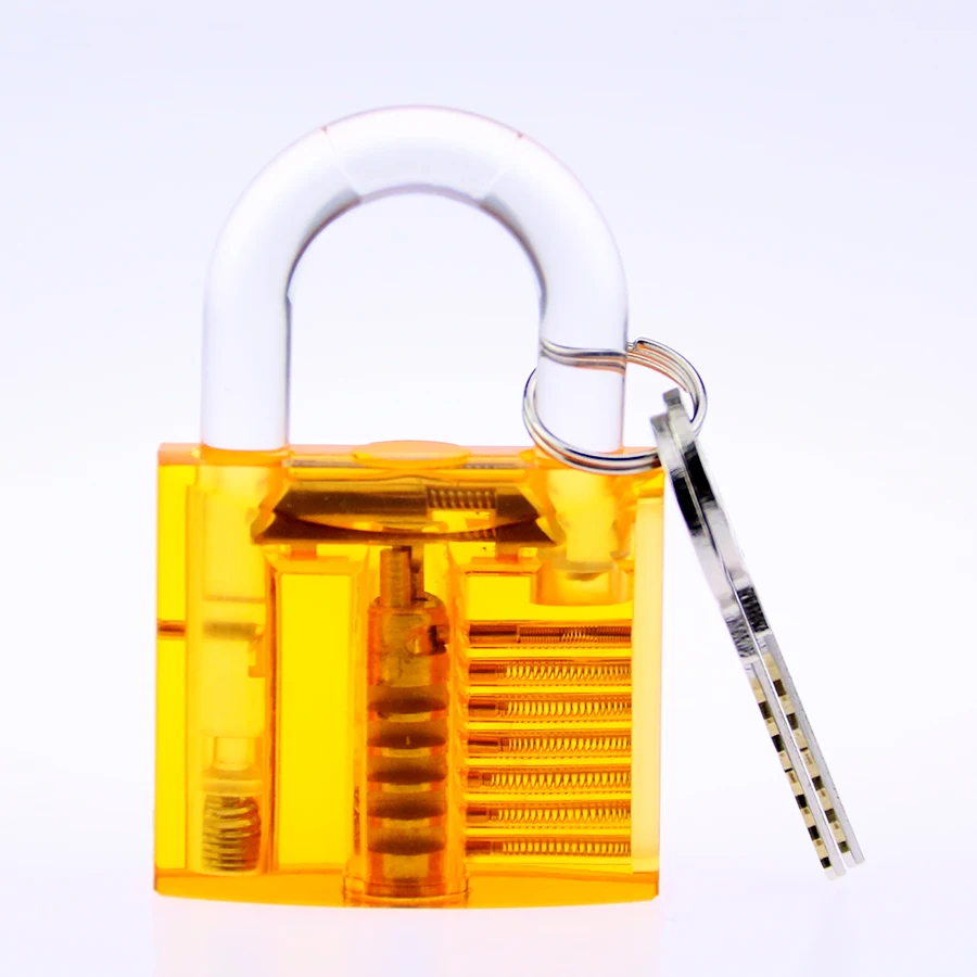 

Free Shipping 2016 New Item Transparent  Light Yellow  Practice Padlock With Plastic Transparent  Lock Beam  Locksmith Tools