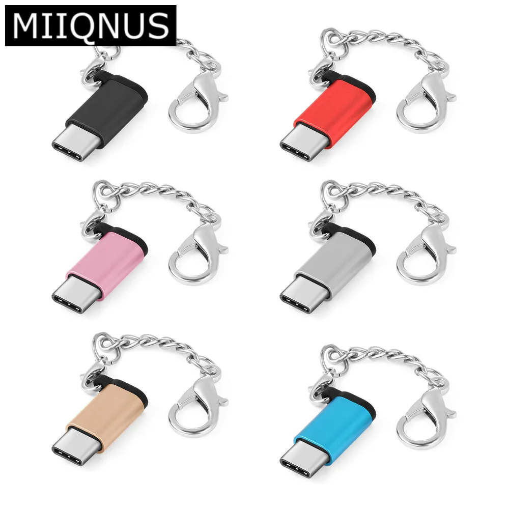 

1PC USB 3.1 Type C OTG Adapters Micro USB Female to Type C Male Keychain Converters Cord Wire Connectors for Huawei Smartphone