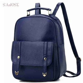 

Women Leather Black Backpack High Quality Fashion School Backpacks Teenage For Girls Lady Student Casual Shoulder Bag