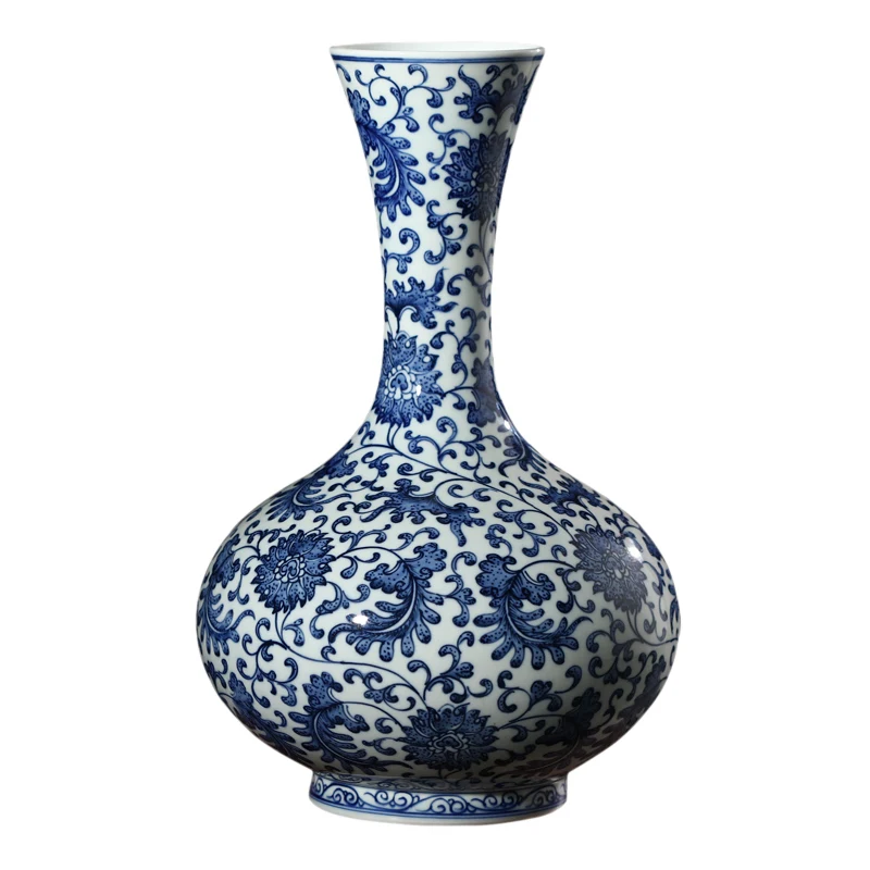 Сине белая керамическая ваза Jingdezhen украшения ручная роспись перо узор античный