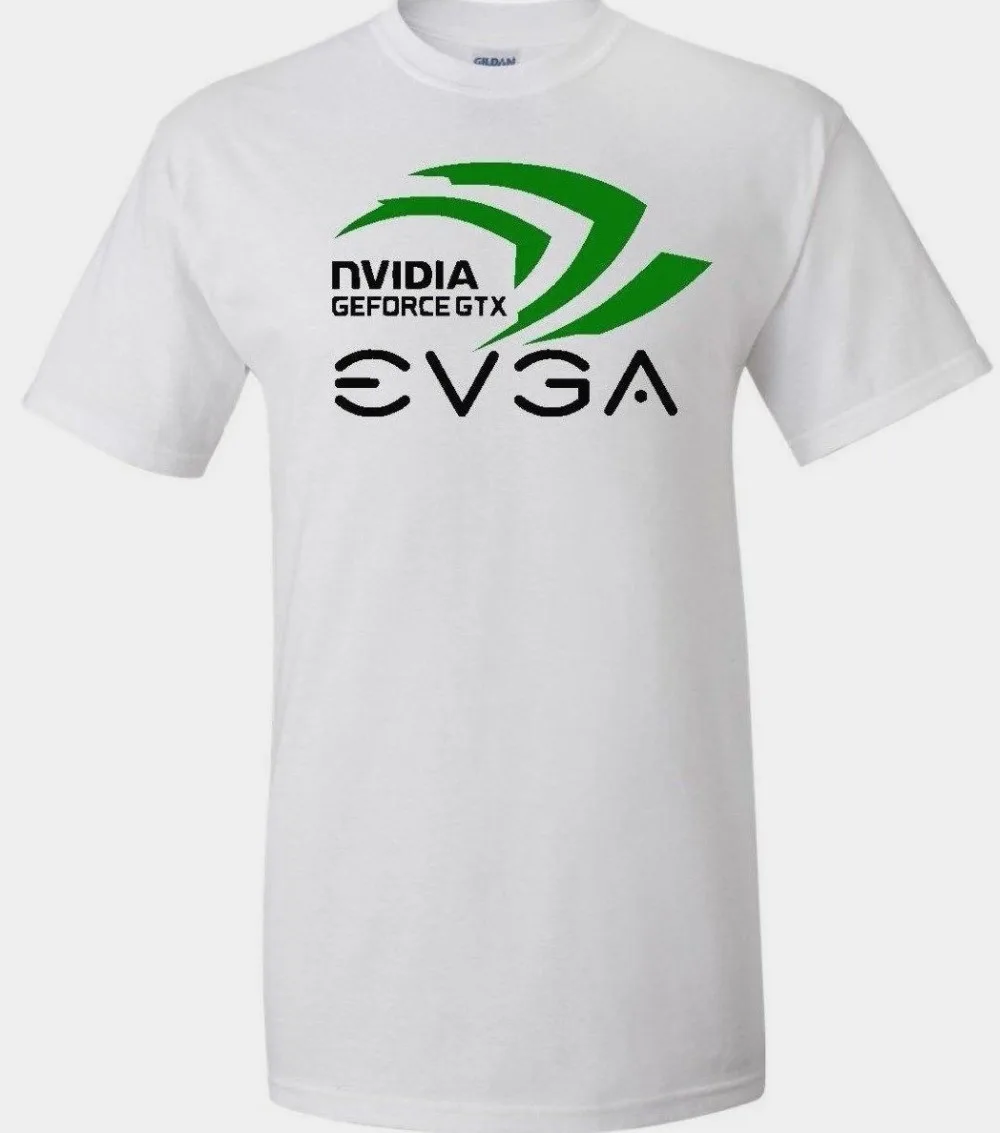 

Nvidia Geforce GTX EVGA Graphics Men T Shirt Geek Logo Nerd Computer White