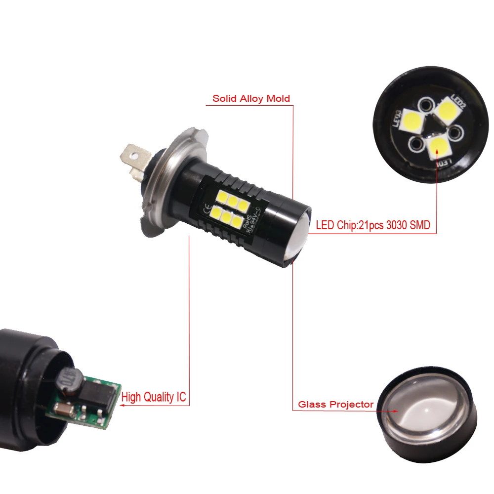 2 шт. светодиодный автомобиль лампы H8 H11 HB3 9005 HB4 9006 H7 21 SMD 3030 авто светодиодный лампа противотуманных фар автомобилей фары дальнего света