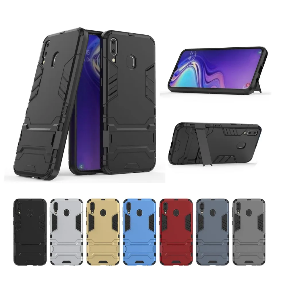 

360 Full Hybrid Armor Phone Stand Case For Samsung Galaxy M20 Silicone TPU PC Anti-knock Cover For Samsung M20 Shockproof Case