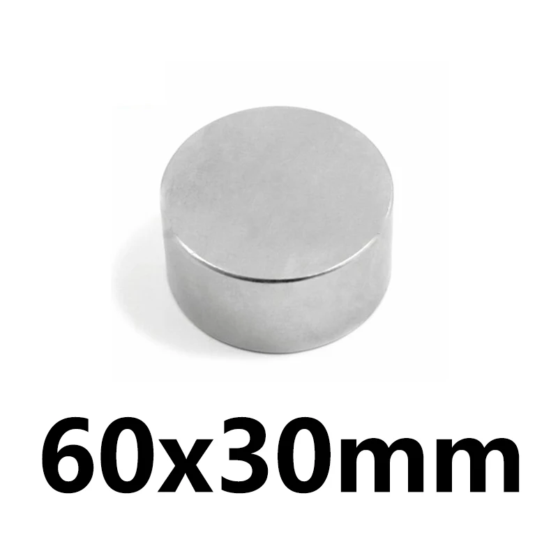 

1Pcs 60mm X 30mm Strong Cylinder Rare Earth Magnet 60X30 Neodymium Bulk Sheet N35 Mini Small Round Magnets Disc 60*30mm