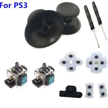 

2 Sets 3D Analog Joystick 4pin Sensor Module Potentiometer with Thumb Sticks Conductive Pads for Playstation 3 PS3 Controller