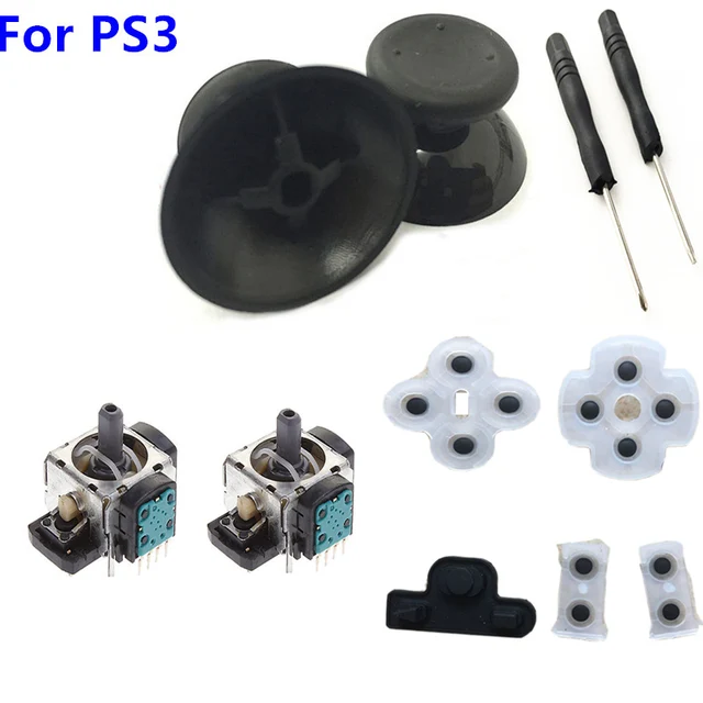 Cheap 2 Sets 3D Analog Joystick 4pin Sensor Module Potentiometer with Thumb Sticks Conductive Pads for Playstation 3 PS3 Controller