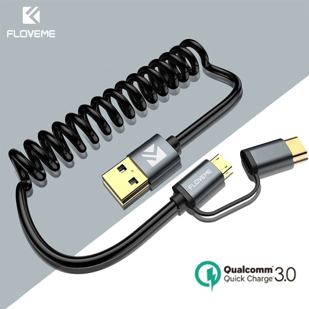 FLOVEME Quick Charge QC 3,0 Micro USB кабель Type C быстрое зарядное устройство для Samsung S8 S9 S7 Edge Для Xiaomi 4X выдвижной 2 в 1 Кабо