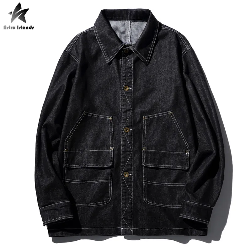 2017 Новая Мода Свободные Джинсовые Куртки Мужчины Хлопок Fit Марка Clothing Сплошной