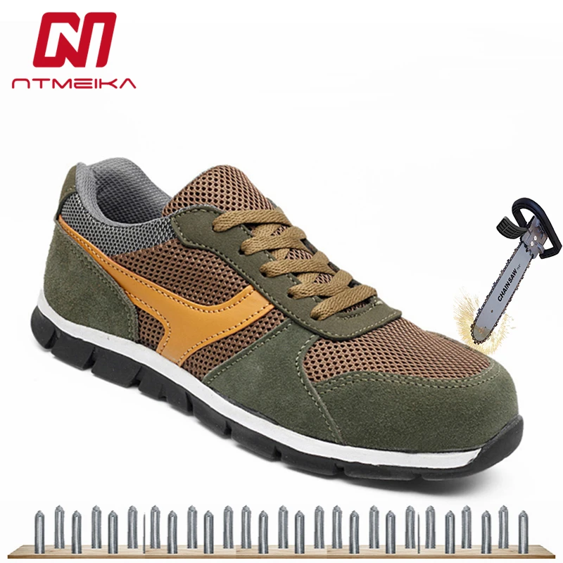 

Fashion Safety Shoes Men Cow Suede Casual Work Shoes Steel Toe Breathable Work Safety Boots For Men Large Size 37-45 Job Shoes