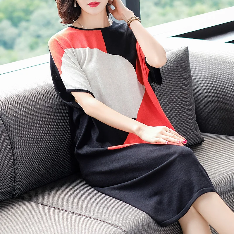 XL Brand Long Dress 2019 Spring Summer Women Dress New Hit Color Round Neck Commuter OL Dress Fashion Loose A-line Dress Female XL Brand Long Dress 2019 Spring Summer Women Dress New Hit Color Round Neck Commuter OL Dress Fashion Loose A-line Dress Female