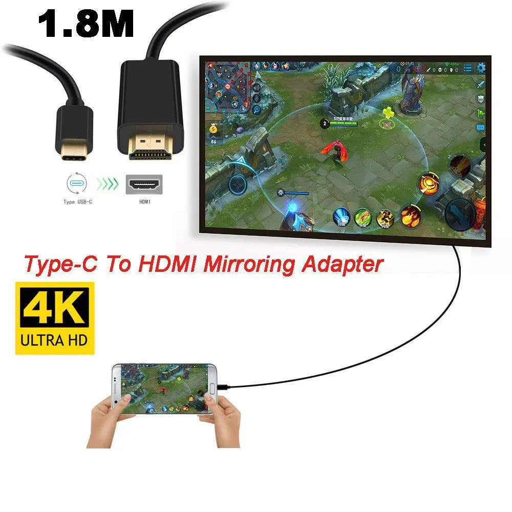Кабель адаптер BESIUNI USBC с Type C на HDMI 4K HDTV золотой USB 3 1 раньше hdmi для MacBook ChromeBook Pixel Huawei