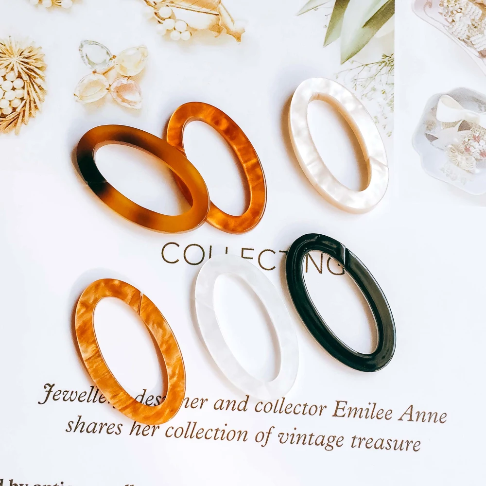 

Resin Eardrop Acrylic Oval Shape Earring Accessories Chain Pendant Necklace Charms Jewelry Finding Diy Handmade Material 10pcs