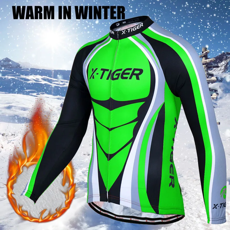 X-Tiger зимний комплект из термофлиса для велоспорта Maillot Ropa Ciclismo теплая велосипедная одежда комплект для велоспорта