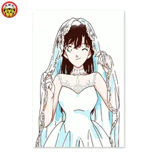 Свадебное платье девушка детектива конань цифровая картина DIY, рисунок на ткани цифровой маленький синий Аниме