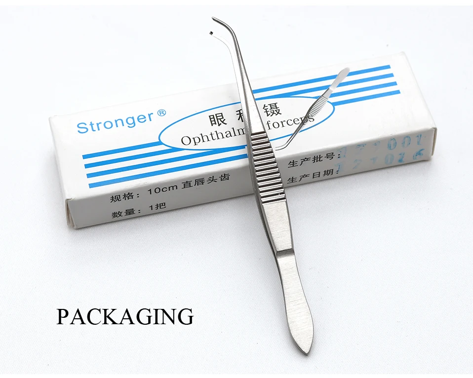 Suzhou stronger stainless steel eye tweezers ophthalmic tweezers 10cm medical tweezers platform with double eyelid surgery tools