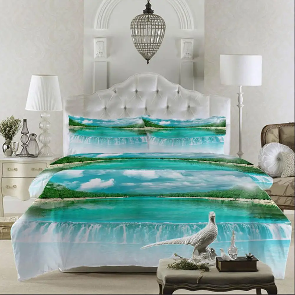 

Green hills and water Bedding Quilt Cover Duvet Cover Set Pillowcase Microfiber Soft Comforter Bedroom Single Queen King