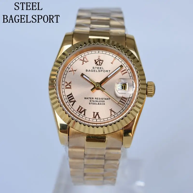 

STEELBAGELSPORT Full Steel Wristwatch Man Gold Watch Classic Mens Watches Top Brand Luxury Automatic Mechanical Male Clocks