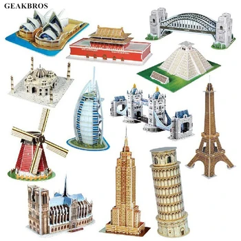 

DIY 3D Paper Building Puzzle Model Assembled Brain Teaser Learning Educational Games Toys for Children Jigsaw Kids Toys Gift
