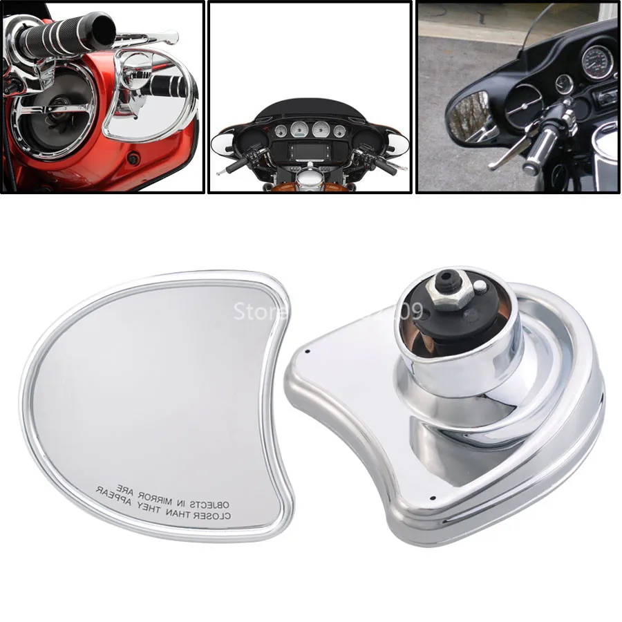 

Motorcycle Chrome Fairing Mount Rearview Side Rear Mirrors For Harley Electra Street Glide 2014-Up Models