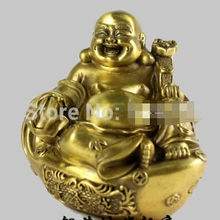 " Китай Бронза Тибет Буддизм счастливые Майтрейя Будды сидеть стороны провести Ruyi статуя