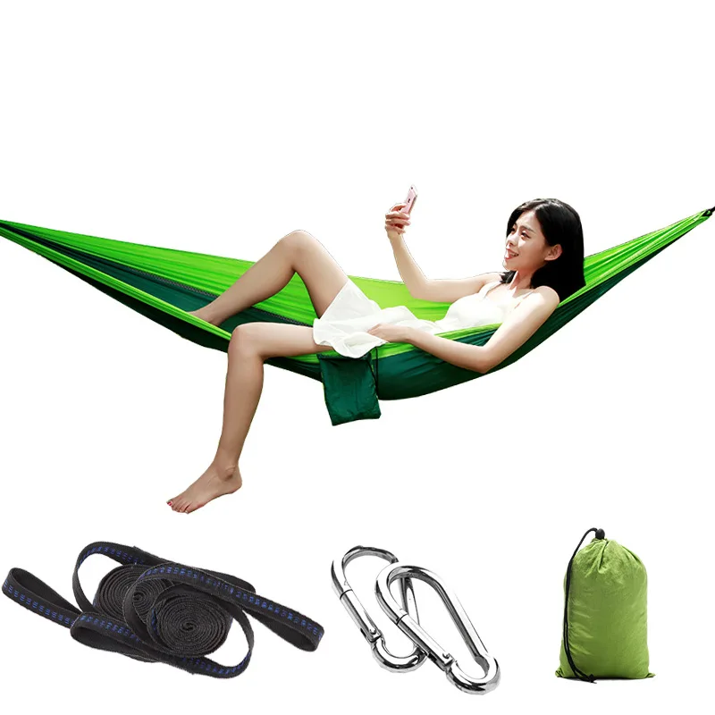 

T 230*90cm Hammock Camping Dormitory Hammocks Single People Ultra Light Fast Dry Nylon Hanging Chair with Tree Rope