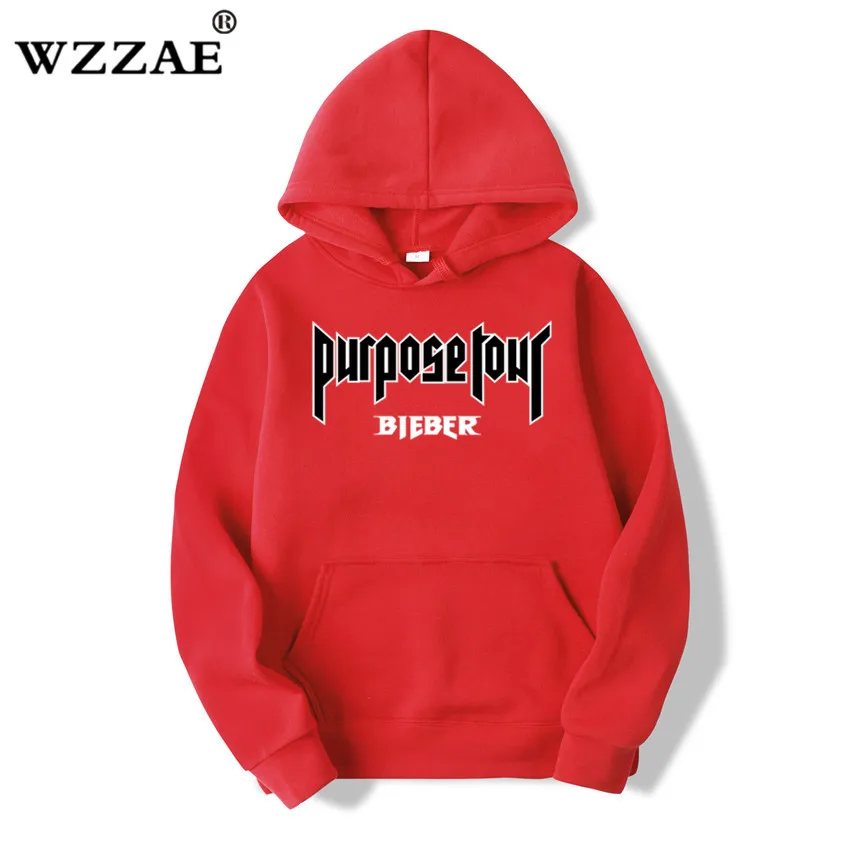 2018 Justin Bieber Poster Hip Hop Sweat Homme Hoodie Hooded Man Letters Justin Bieber Purpose Tour Streetwear Gray Black Hoodies