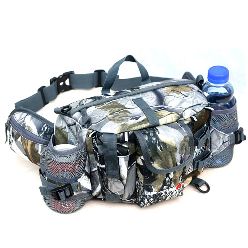Outdoor Hiking Cycling Waist Bag Tactical Pack with Bottle Multifuntional Sport Shoulder Bags Camouflage Travel Waterproof