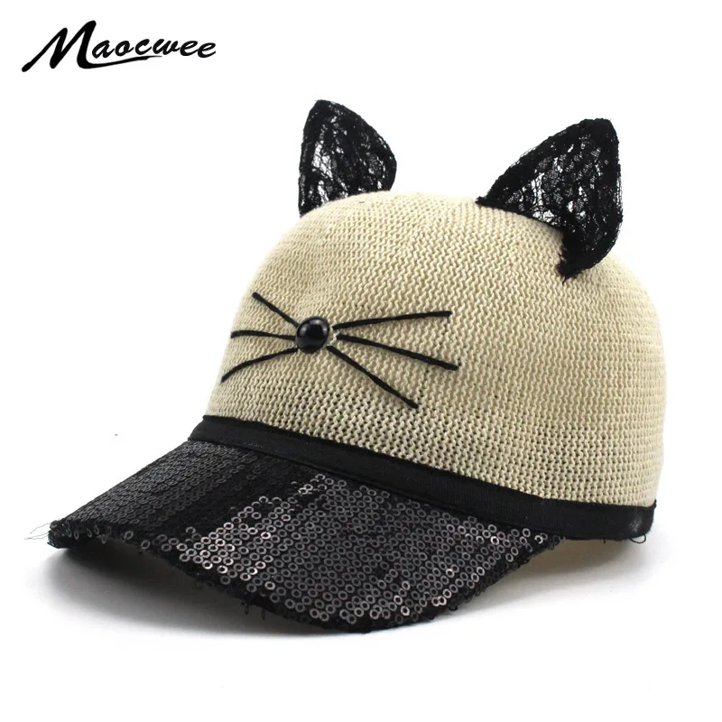 Kids Cat Ears Hats Cartoon Baseball Cap Children Girl Summer Sun Hat