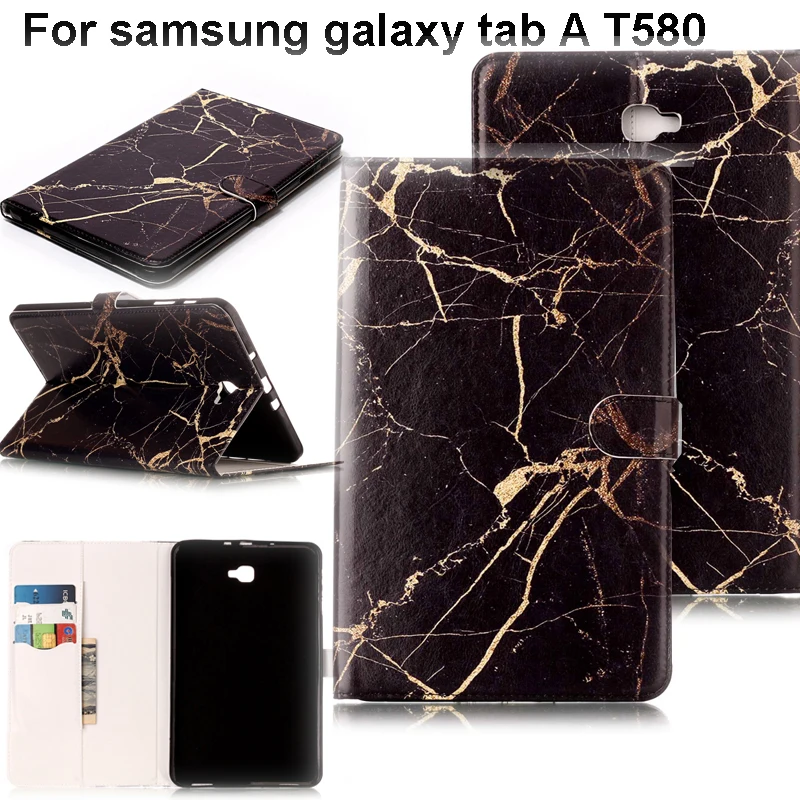 Чехол-бумажник из искусственной кожи с мраморной росписью для Samsung galaxy tab A T580 SM-T580N