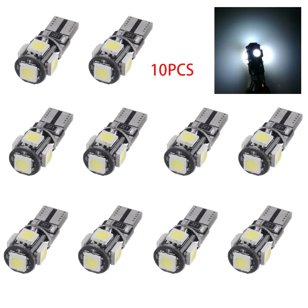 10 шт. T10 5 SMD Canbus лампы габаритные фонари для автомобиля W5W 5050 светодиодный Вт без