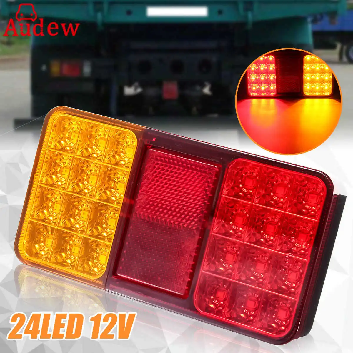 24LED 12V Trailer Truck Rear Lights Brake Stop Tail Turn