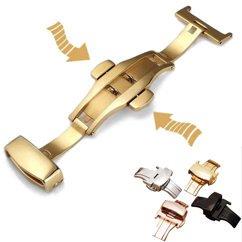 

Butterfly Deployment Buckle Automatic Double Click Stainless Steel Clasp Strap For Watch Srtap 18mm 20mm 22mm Watchband Clasp