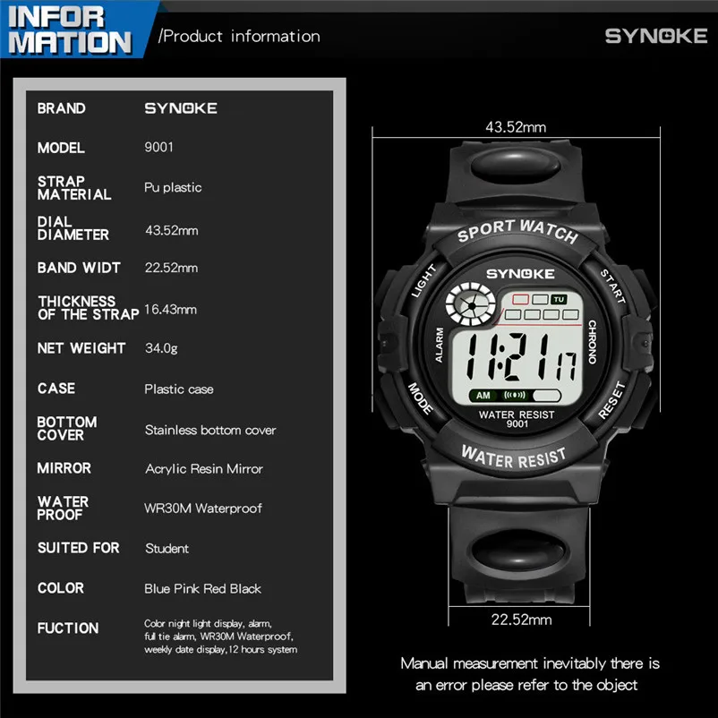 SYNOKE men sports watches dual display analog digital led Multi-Function 30M Waterproof Watch Clock relojes hombre O29#N (12)
