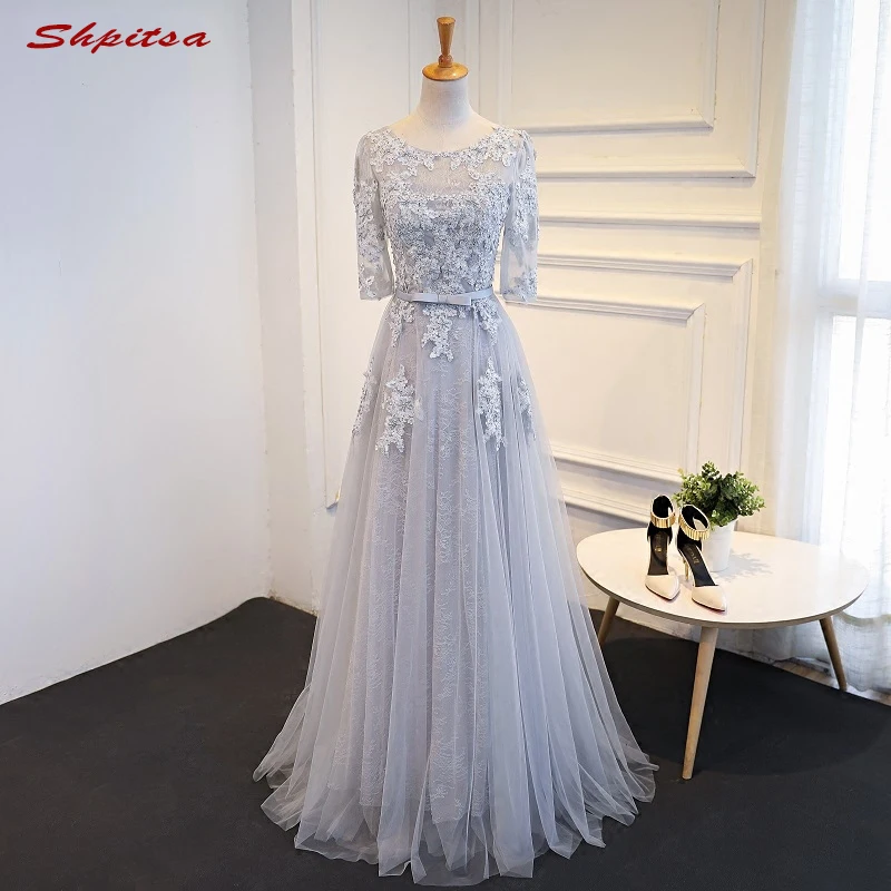 Grey Lace Moeder van de Bruid Jurken voor Bruiloften Kralen Avondjurken Een Lijn Formele Godmother Bruidegom Lange Jurken Grey Lace Moeder van de Bruid Jurken voor Bruiloften Kralen Avondjurken Een Lijn Formele Godmother Bruidegom Lange Jurken