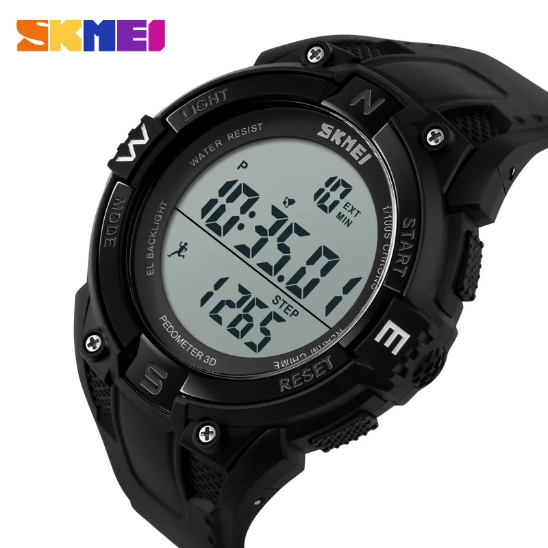 SKMEI Watches Men Pedometer 3D LED Digital Watch Multifunction