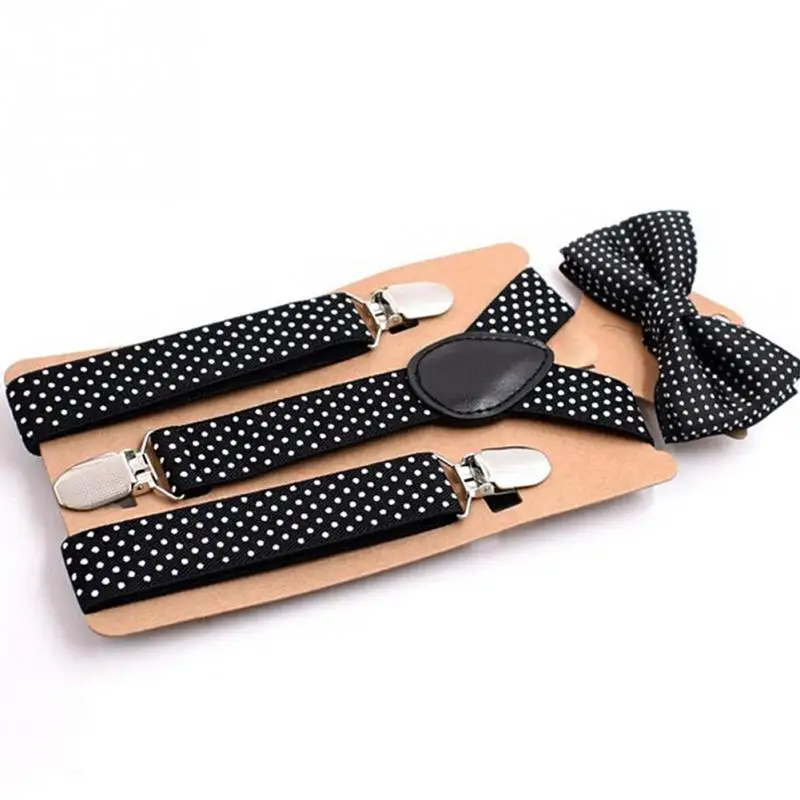

Elastic Boys Gilrs Suspender Bowties Set For Children Suspenders Baby Kids Polka Dots Bow Ties Braces Belt #137