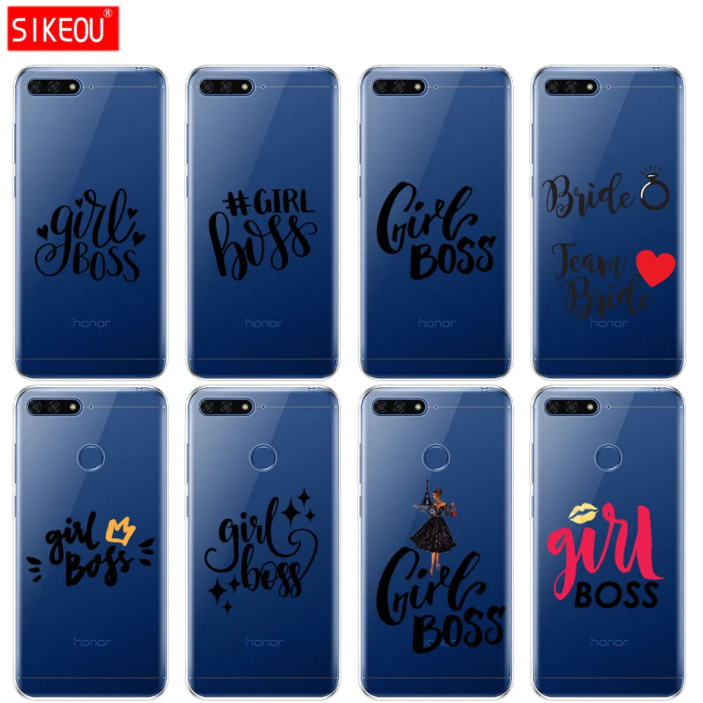 Силиконовый чехол для телефона Huawei Honor 7A PRO 7C Y5 Y6 Y7 Y9 2017 2018 Prime Cute girl boss защитный с