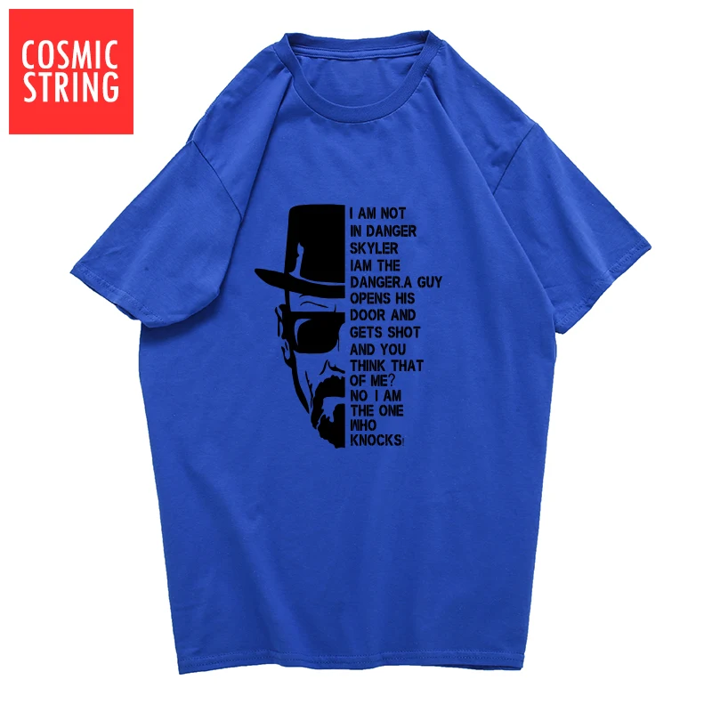 Космическая струнная Хлопковая мужская футболка с принтом Гейзенберга, повседневная Летняя мужская футболка с коротким рукавом, крутая футболка, футболки - Цвет: BBR0113A-BL2