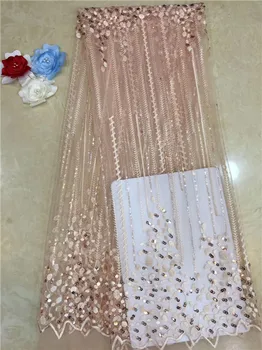 

Sequins Design Lace Fabric 2018 Sequins Nigerian Tulle French Lace Fabric Women African Nigeria Net Mesh Lace Material Party X4