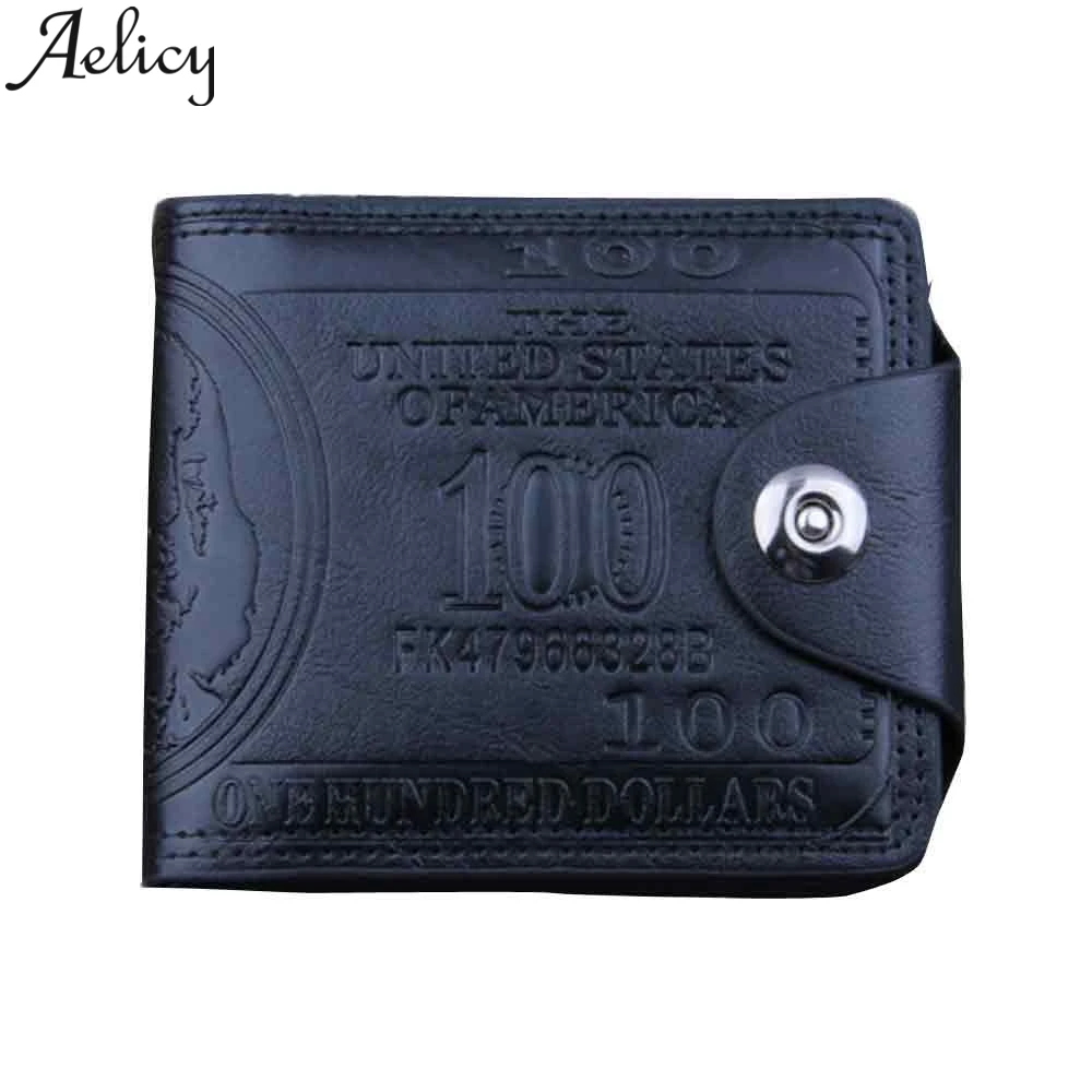 

Aelicy Fashion US Dollar Bill Leather Short Wallet Bifold Card Photo Carteira Credit Card Holder Magnet Coin Purse Wallet