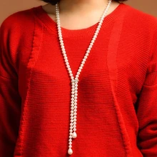 Натуральные ювелирные изделия Роскошная культура пресноводное ожерелье из серебристых бусин ожерелье под свитер подарок на день матери серебряный крючок серебряные ювелирные изделия